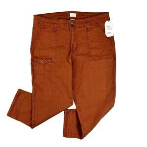 Time And True Cargo Pants Women 18 Burnt Orange Stretchy High Rise Casual Travel